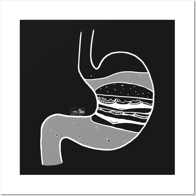 Food in My Stomach - Burger Wall Art by TheAlbinoSnowman